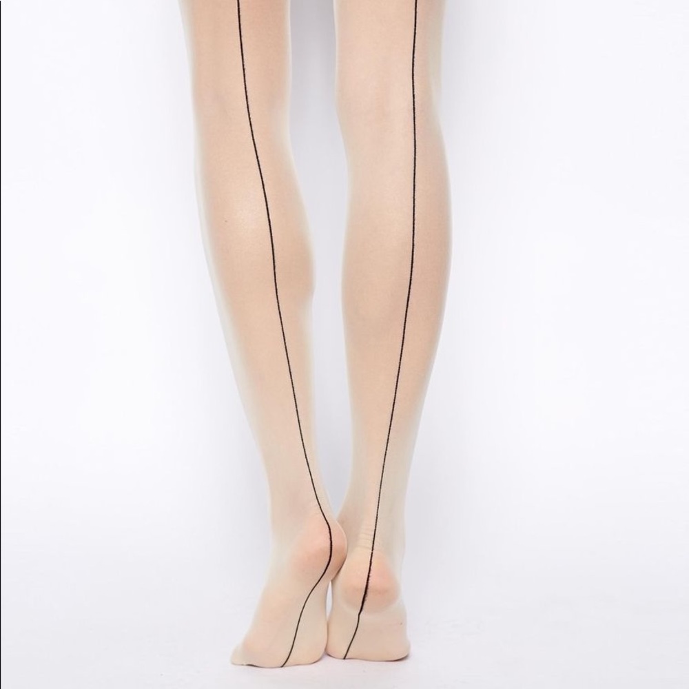 American Apparel Sheer Luxe Black Seam Pantyhose